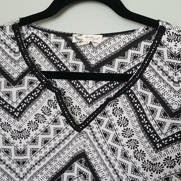 About a girl Hippie Cottagecore Boho bell sleeve chevron tunic XS - Picture 3 of 7